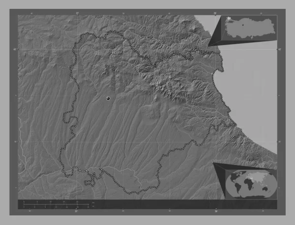 Kirklareli Provincie Turkiye Hoogteplattegrond Met Meren Rivieren Hulplocatiekaarten Hoek — Stockfoto