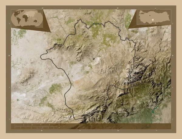 Nigde Province Turkiye Low Resolution Satellite Map Corner Auxiliary Location — Stok fotoğraf
