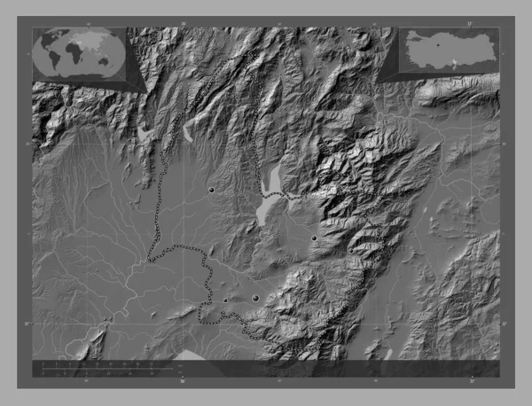 Osmaniye Province Turkiye Bilevel Elevation Map Lakes Rivers Locations Major —  Fotos de Stock