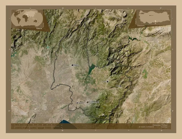 Османіє Провінція Туркі Супутникова Карта Низькою Роздільною Здатністю Місця Розташування — стокове фото