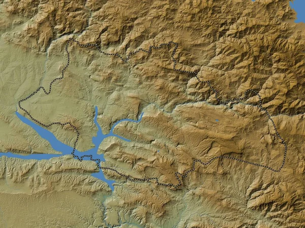 Siirt Province Turkiye Colored Elevation Map Lakes Rivers — Stok fotoğraf