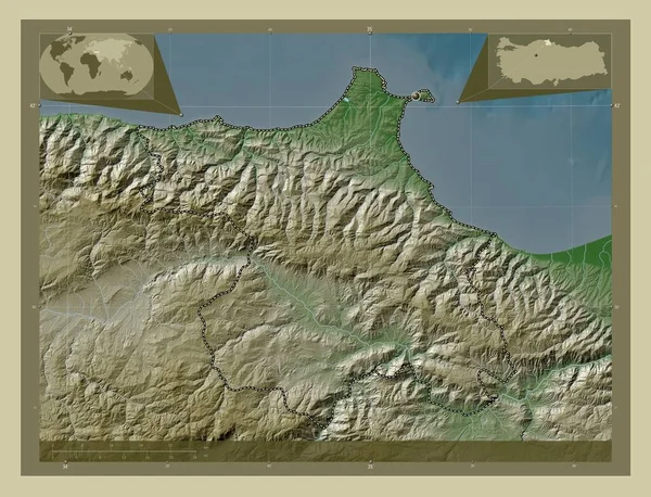 Sinop Province Turkiye Elevation Map Colored Wiki Style Lakes Rivers — Stok fotoğraf