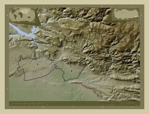 Srnak Province Turkiye Elevation Map Colored Wiki Style Lakes Rivers — Stockfoto