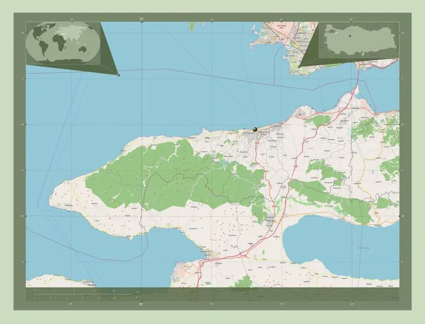 Yalova Province Turkiye Open Street Map Corner Auxiliary Location Maps — Stock Photo, Image