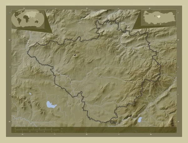 Yozgat Province Turkiye Elevation Map Colored Wiki Style Lakes Rivers — Stok fotoğraf