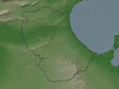 Gabes, governorate of Tunisia. Elevation map colored in wiki style with lakes and rivers
