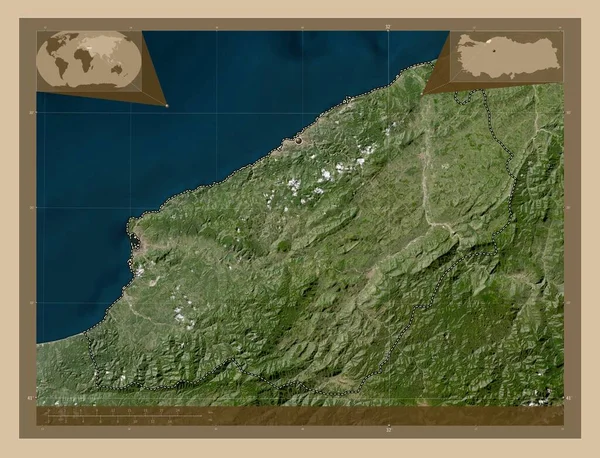 Zonguldak Province Turkiye Low Resolution Satellite Map Corner Auxiliary Location — Stok fotoğraf