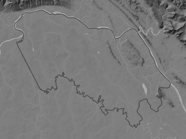 Bueng Kan Province Thailand Grayscale Elevation Map Lakes Rivers — Stock Photo, Image