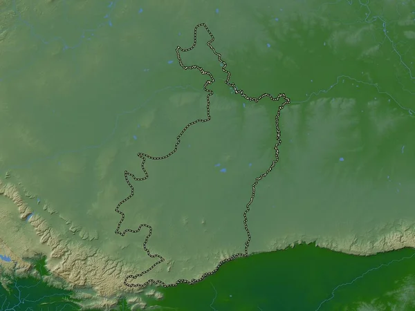 Buri Ram Province Thailand Colored Elevation Map Lakes Rivers — Stock Photo, Image