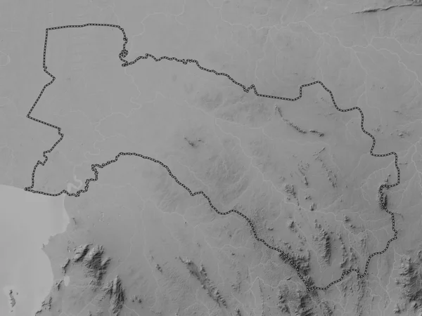 Chachoengsao Province Thailand Grayscale Elevation Map Lakes Rivers — Stock fotografie