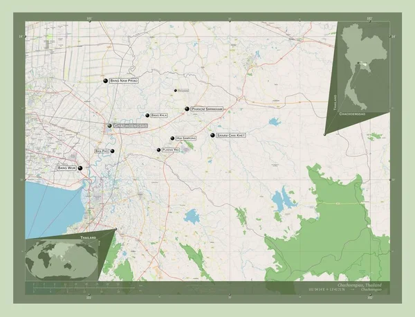 Chachoengsao Province Thailand Open Street Map Locations Names Major Cities — Stockfoto