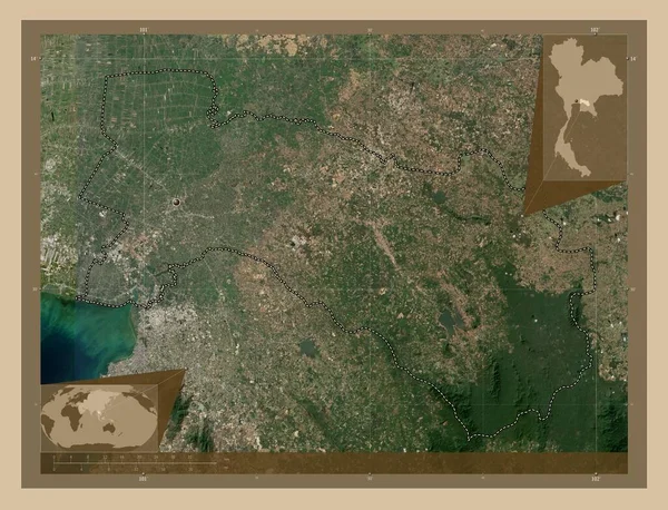 Chachoengsao Province Thailand Low Resolution Satellite Map Corner Auxiliary Location — Stockfoto