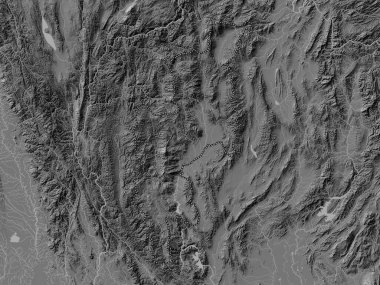 Chiang Mai, province of Thailand. Bilevel elevation map with lakes and rivers