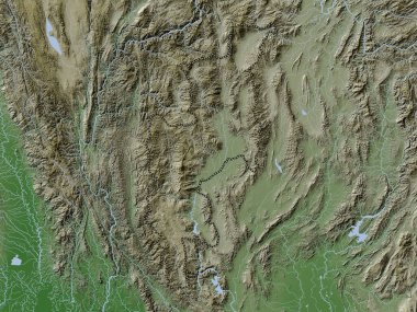 Chiang Mai, province of Thailand. Elevation map colored in wiki style with lakes and rivers