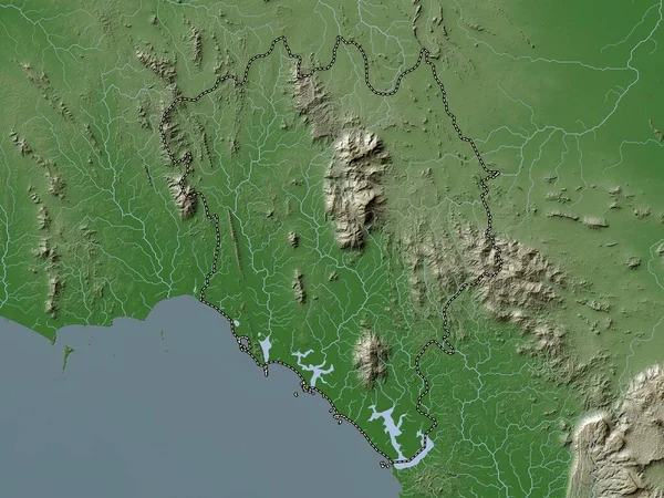 Chanthaburi Province Thailand Elevation Map Colored Wiki Style Lakes Rivers — Stock Photo, Image