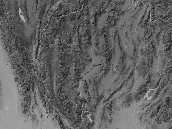 Chiang Mai Province Thailand Grayscale Elevation Map Lakes Rivers — Foto Stock