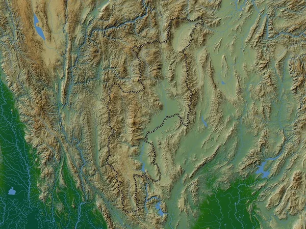 Чиангмай Провинция Таиланд Цветная Карта Высот Озерами Реками — стоковое фото