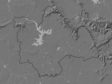 Kalasin, province of Thailand. Bilevel elevation map with lakes and rivers