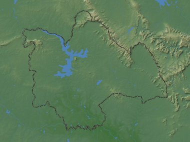 Kalasin, province of Thailand. Colored elevation map with lakes and rivers