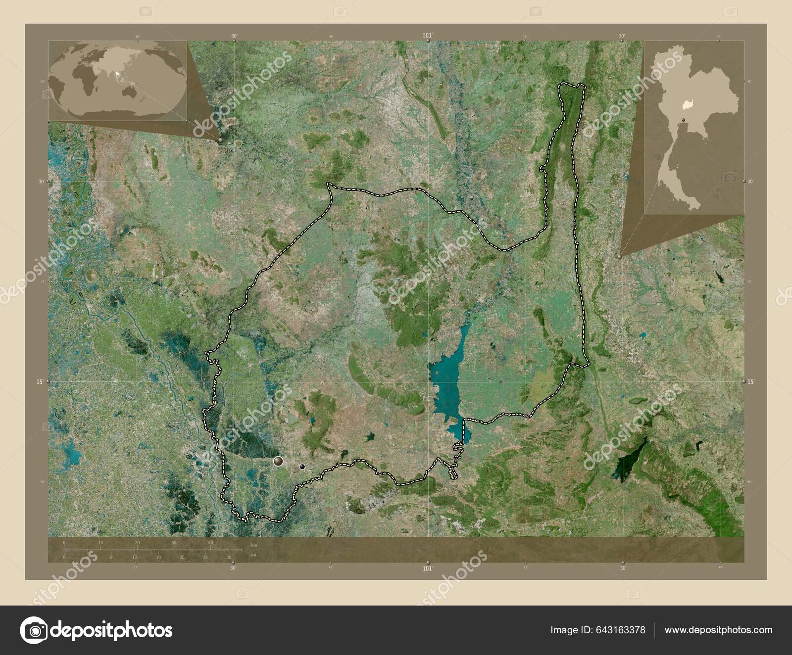 Lop Buri Province Thailand High Resolution Satellite Map Locations ...