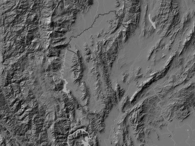 Lamphun, province of Thailand. Bilevel elevation map with lakes and rivers
