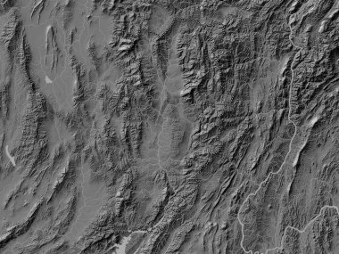 Nan, province of Thailand. Bilevel elevation map with lakes and rivers