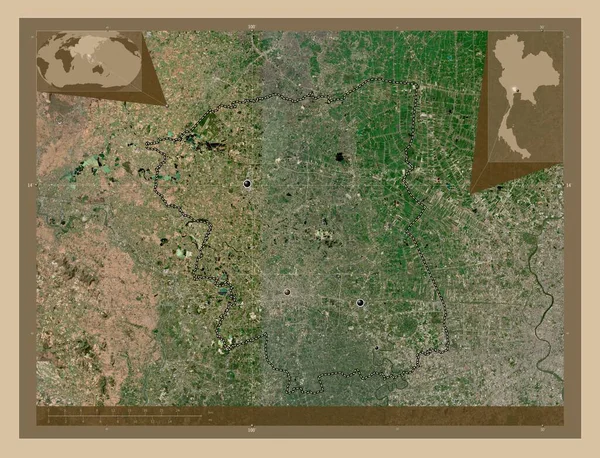Nakhon Pathom Provincia Tailandia Mapa Satelital Baja Resolución Ubicaciones Las — Foto de Stock