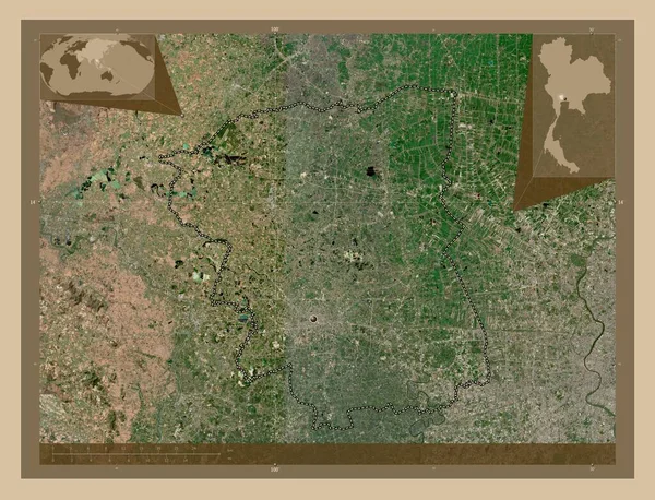 Nakhon Pathom Thaiföld Tartomány Kis Felbontású Műholdas Térkép Saroktérképek Kiegészítő — Stock Fotó