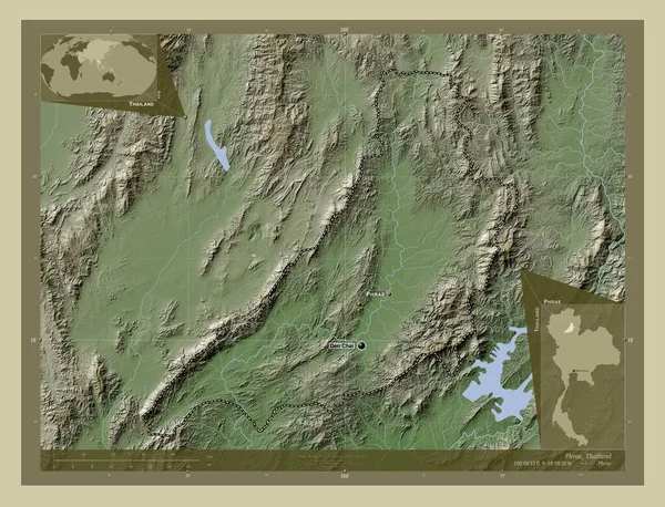 Phrae Provincia Della Thailandia Mappa Elevazione Colorata Stile Wiki Con — Foto Stock