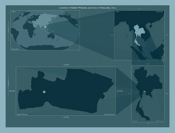 Samut Prakan Province Thailand Diagram Showing Location Region Larger Scale — стоковое фото