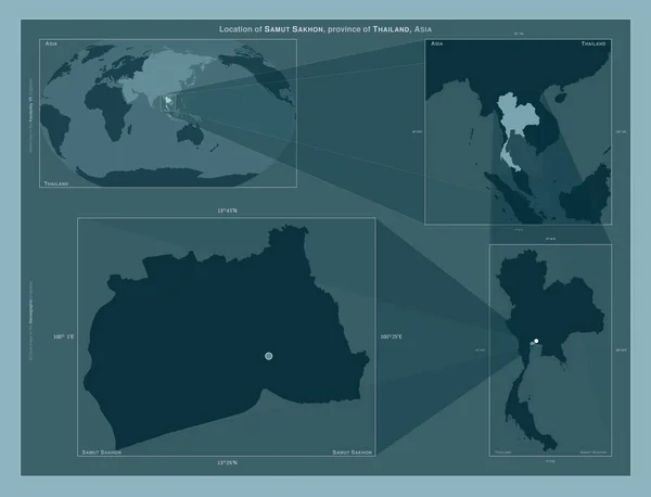 Самут Сакон Провинция Таиланд Диаграмма Показывающая Расположение Региона Крупных Картах — стоковое фото