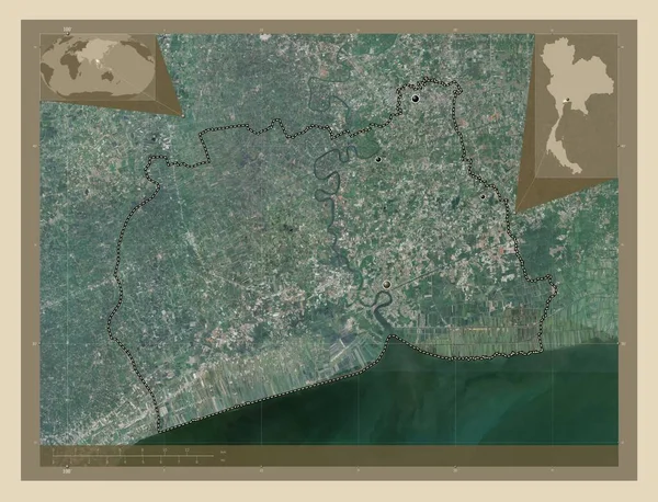 Samut Sakhon Province Thailand High Resolution Satellite Map Locations Major — Stock Photo, Image