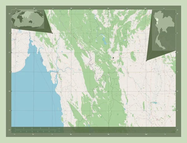 Провінція Таїланд Відкрита Карта Вулиць Кутові Допоміжні Карти Місцезнаходження — стокове фото