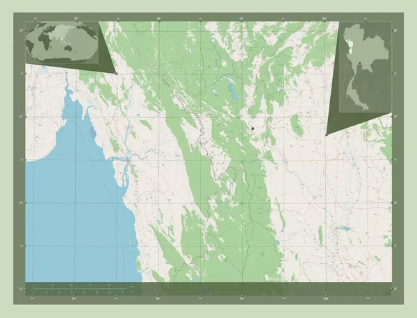 Tak Provincie Thailand Open Plattegrond Hulplocatiekaarten Hoek — Stockfoto