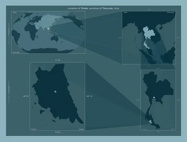 Trang Province Thailand Diagram Showing Location Region Larger Scale Maps — ストック写真