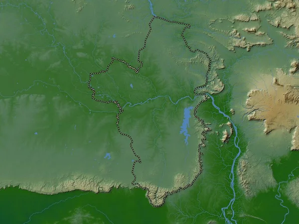 Ubon Ratchathani Province Thailand Colored Elevation Map Lakes Rivers — Photo