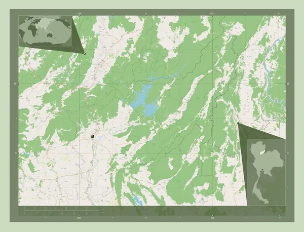 Uttaradit Prowincja Tajlandii Otwórz Mapę Ulic Pomocnicze Mapy Położenia Narożnika — Zdjęcie stockowe
