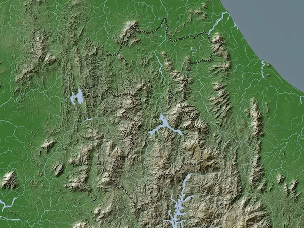 Yala Province Thailand Elevation Map Colored Wiki Style Lakes Rivers — Stockfoto