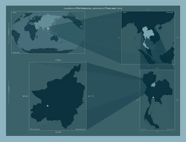 Phitsanulok Provincia Tailandia Diagrama Que Muestra Ubicación Región Mapas Gran —  Fotos de Stock