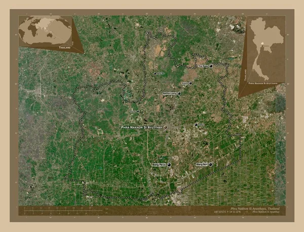 Phra Nakhon Ayutthaya Province Thailand Low Resolution Satellite Map Locations — Stock Photo, Image
