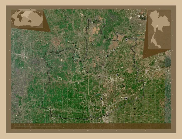 Phra Nakhon Ayutthaya Province Thailand Low Resolution Satellite Map Locations — Stock Photo, Image