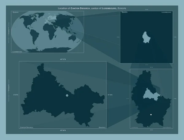 Кантон Дикирх Кантон Люксембург Диаграмма Показывающая Расположение Региона Крупных Картах — стоковое фото