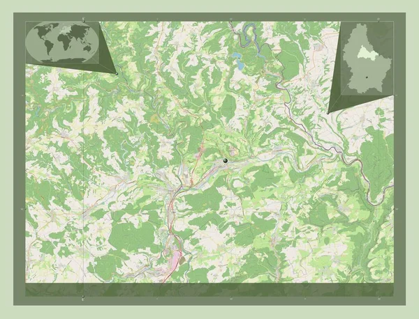 カントンDiekirch ルクセンブルクの州 ストリートマップを開く コーナー補助位置図 — ストック写真