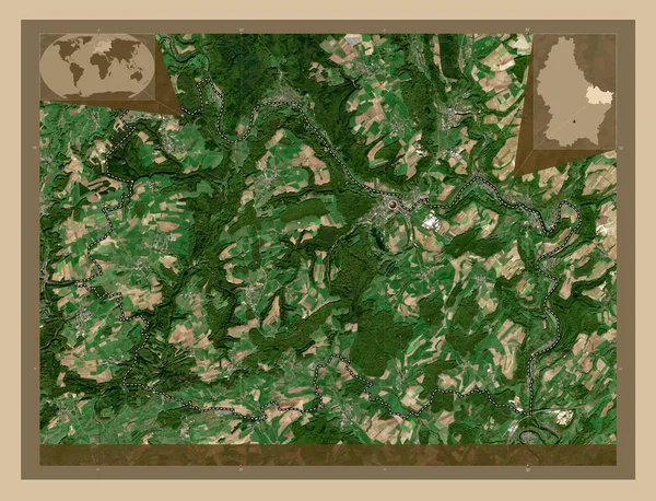 Καντόνιο Echternach Καντόνι Του Λουξεμβούργου Δορυφορικός Χάρτης Χαμηλής Ανάλυσης Γωνιακοί — Φωτογραφία Αρχείου