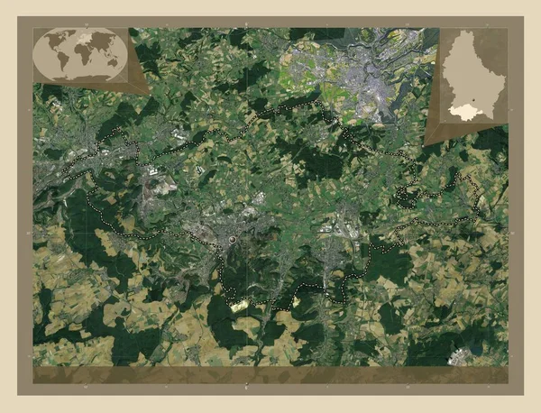 Kanton Esch Sur Alzette Kanton Luksemburga Mapa Satelity Wysokiej Rozdzielczości — Zdjęcie stockowe