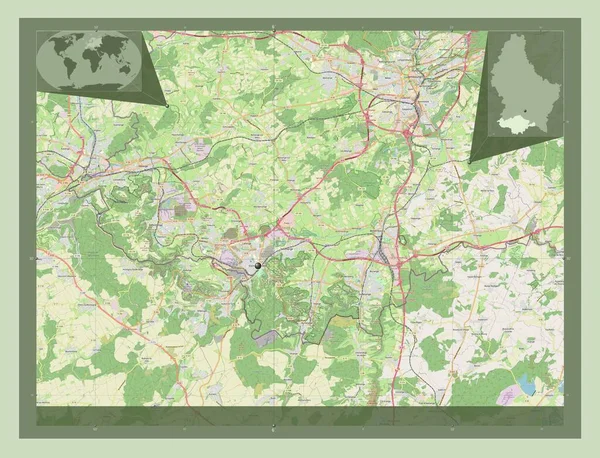 Kanton Esch Sur Alzette Kanton Luxemburg Open Plattegrond Hulplocatiekaarten Hoek — Stockfoto