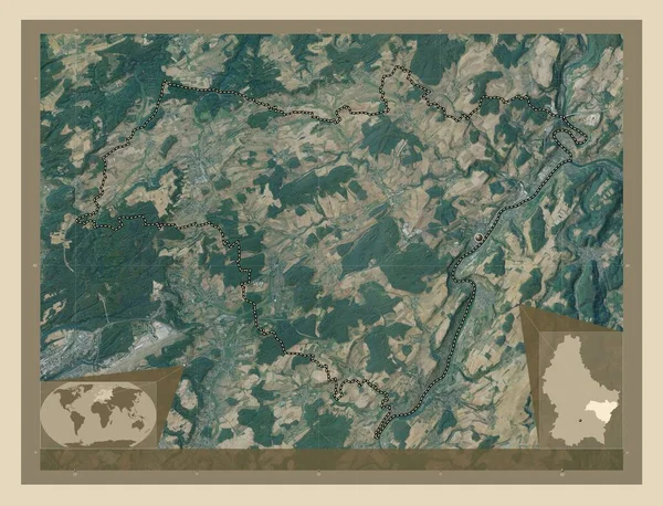 格雷斯韦马彻州 卢森堡州 高分辨率卫星地图 角辅助位置图 — 图库照片
