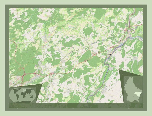 Kanton Greivemaacher Kanton Luksemburga Otwórz Mapę Ulic Pomocnicze Mapy Położenia — Zdjęcie stockowe