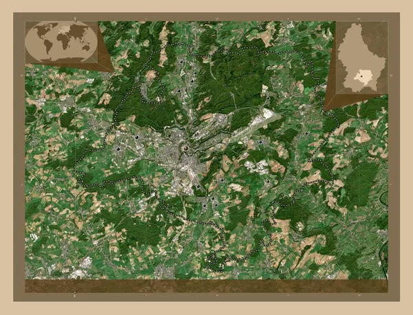 Canton Luxembourg Luxemburg Kantonja Kis Felbontású Műholdas Térkép Régió Nagyvárosainak — Stock Fotó