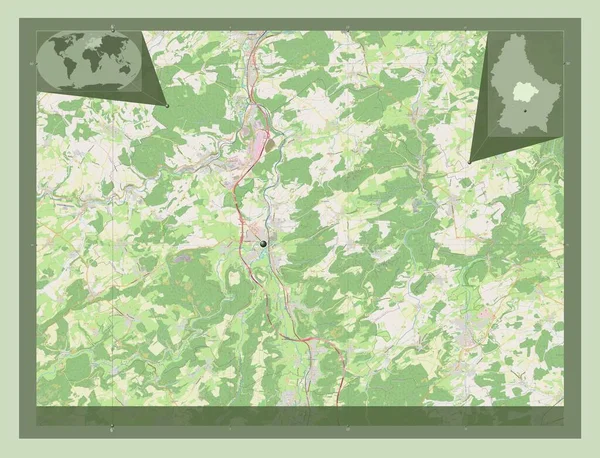 Kanton Mersch Kanton Luxemburg Open Plattegrond Hulplocatiekaarten Hoek — Stockfoto